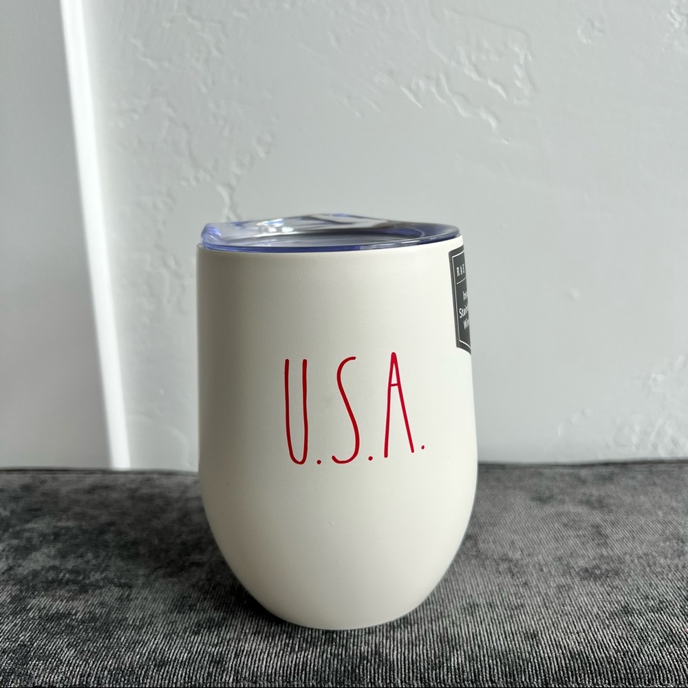NWT Rae Dunn ‘USA’ Wine Tumbler With Lid